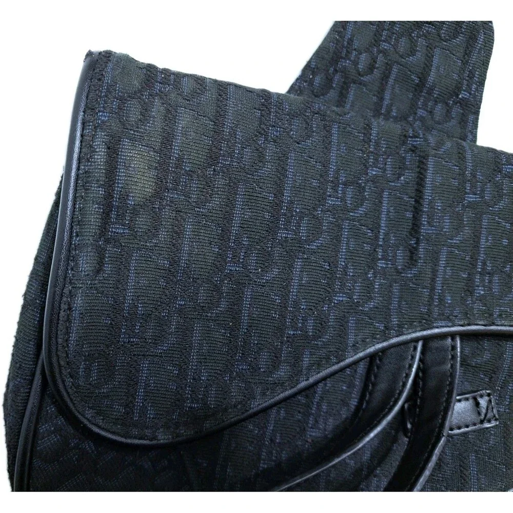Mens Saddle Bag Black Oblique Jacquard Crossbody Logo Print